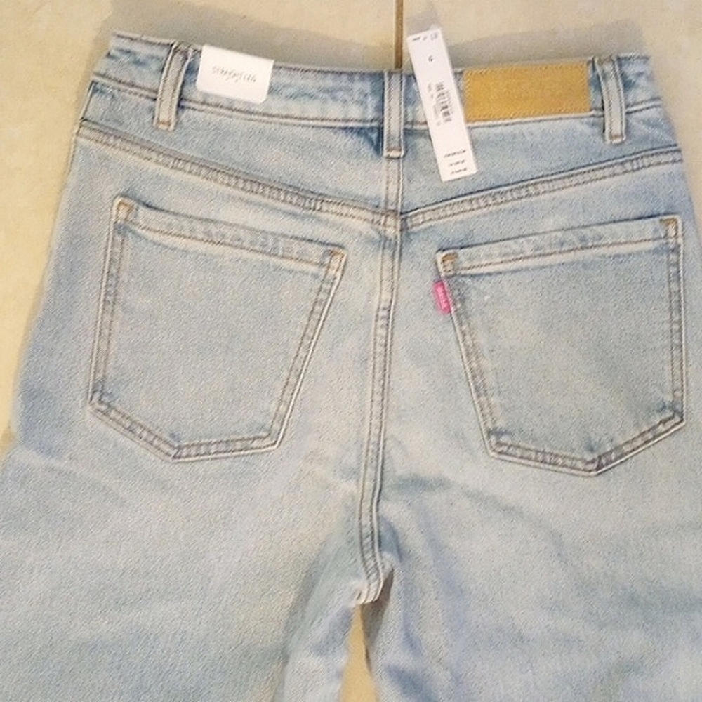 New Victoria's Secret Denim by Pink Straight Leg High Rise Light Wash Jeans Sz 6 - Picture 5 of 5